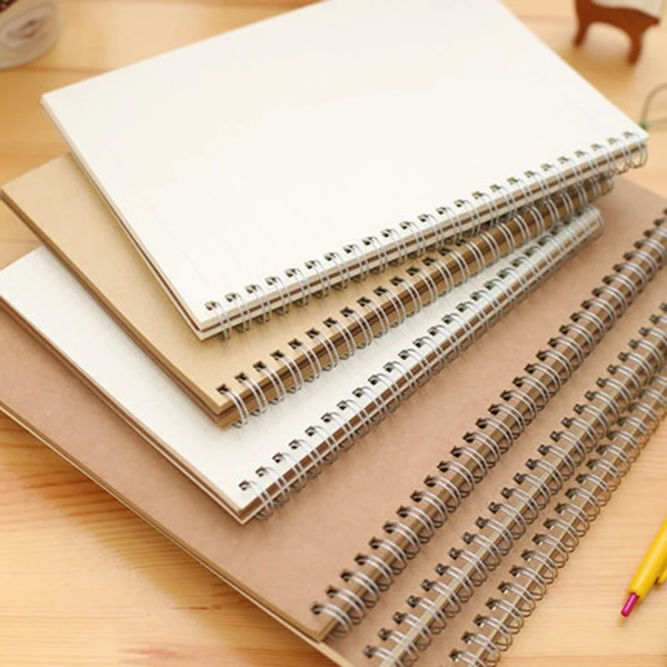 NEW A5/B5 notebook paper dotted/blank/square/horizontal/kraft paper spiral ring stationery notebook coil hand book Two packs