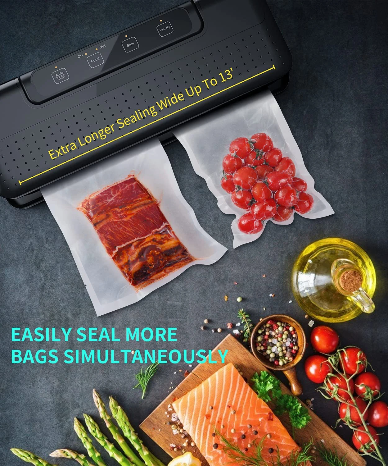 100Pcs Vacuum Food Sealer Bags Vacum Sealer Dry Bag Wet Pack Machine Food  Fresh