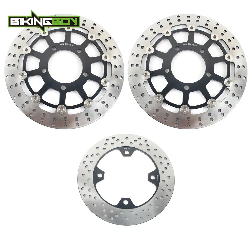 Round Black BIKINGBOY для KAWASAKI ZX6RR Ninja 03 04 ZX6R ZX-6R Ninja ZX636B 2003 2004 волнистые/круглые передние задние тормозные диски роторы - Цвет: Round Black