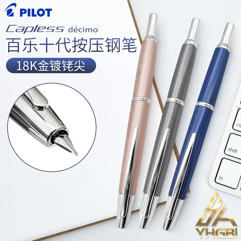 Pilot Pen Capless Fountain Pen Decimo Original 18K Gold Nib
