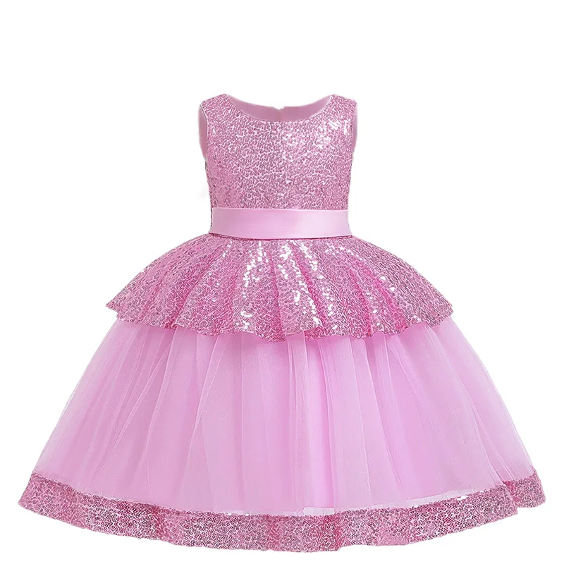 Pink Принцессы платье для девочки;нарядное платье для девочки;новогодний костюм для девочки;свадебное праздничное платье для девочки;карнавальные костюмы для девочек;пышное платье для девочки;детские платья;3, 6, 8, 10 лет - Цвет: Pink