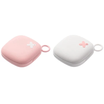 

2Pcs Usb Rechargeable Hand Warmer Electric Heater Aluminum Alloy Charging Power Bank - Pink & White