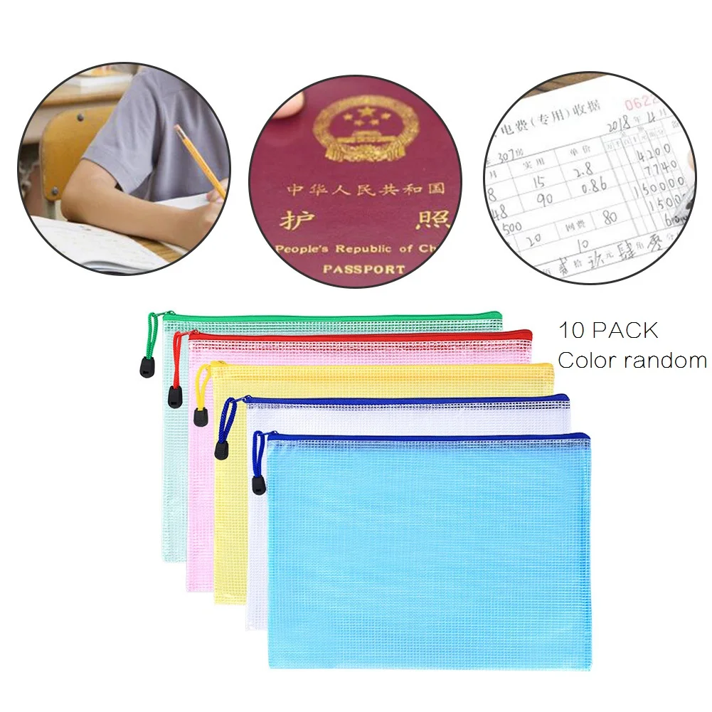 

GRID ZIP data paper stationery file for Office School students storage bag Waterproof Folders Document Pouch