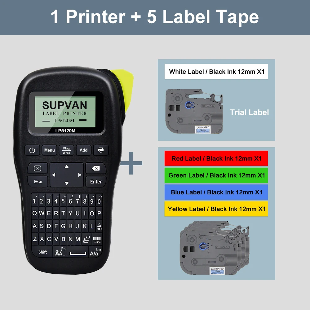 Supvan Labeler LP5120M Thermal Transfer Labels Printers Multiple Languages Labeling Machine Portable Labels Printing Machine New 