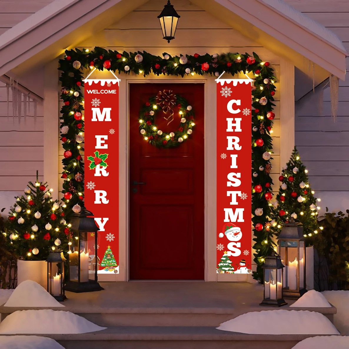 Huiran Счастливого Рождества крыльцо знак декоративный дверной баннер рождественские украшения для дома Navidad счастливый год натальный