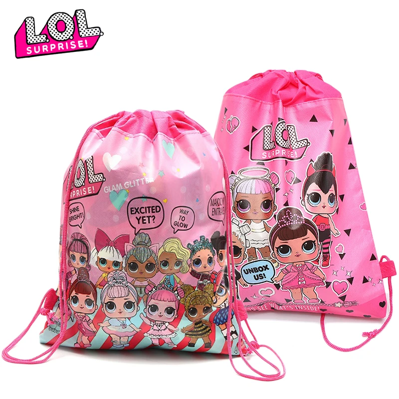 L.O.L SURPRISE Cartoon Dolls Print Rectangular Drawstring Bag for Girls & Teens 