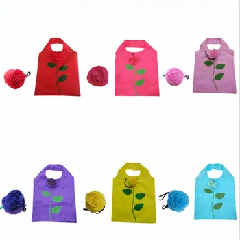 

Vogvigo Foldable Shopping Bag Durable Rose Flower Tote Reusable Floral Handbag Large Capacity Oxford Cloth Casual Grocery Bag