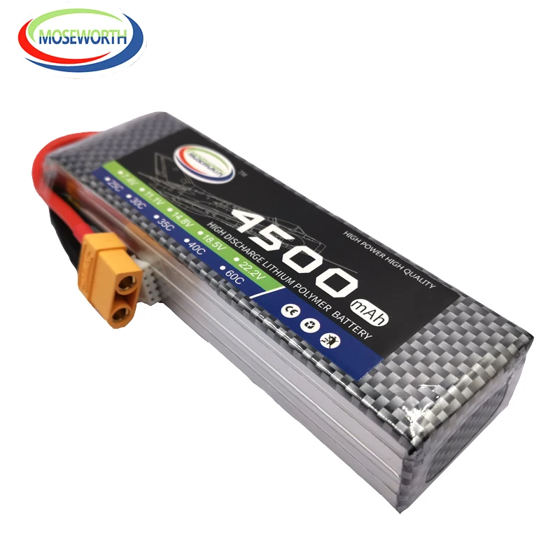 RC LiPo аккумулятор 4S 14,8 V 4500mAh 60C для радиоуправляемых моделей самолетов, квадрокоптеров, вертолетов, автомобилей, дронов, 14,8 V RC батареи LiPo 4S AH