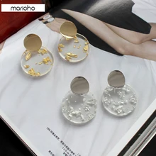 Модные золотые серебряные круглые серьги из фольги, Ретро Металлические геометрические полимерные уксусная кислота, акриловые серьги для вечеринки, дня рождения, Bijoux