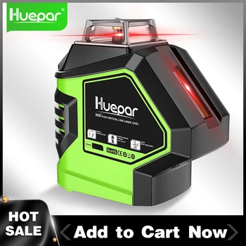 

Huepar Red Cross Line Laser Level with 2 Plumb Dots Point Professional Measure Self Leveling 5 Lines Horizontal & Vertical 621CR