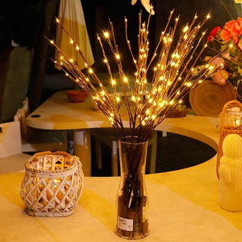 

Creative Table Lamp 20 LED Willow Branch Lamp Vase Floral Lights Wedding Christmas Romantic Decor Table Layout Novelty Lights