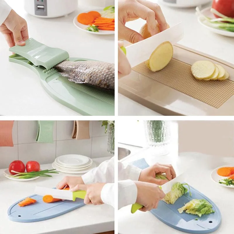 Anti Skid Fish Fixing Cutting Board Kitchen Gadgets Non-slip Plastic Chopping Block with Clip Thicken Fix Plate for Killing Fish