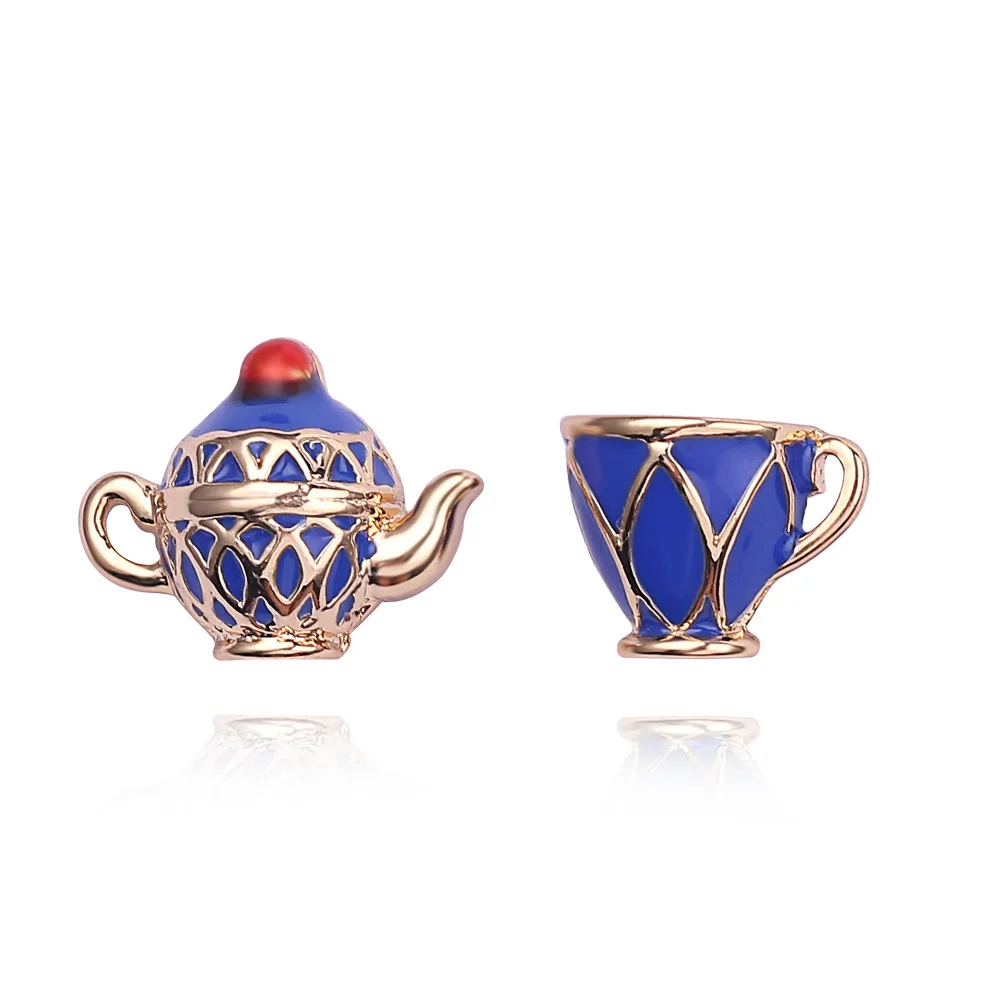 Эмалированный чайник, кулон, колье, модное ювелирное изделие, Bijoux Femme Bijuteria, подарок для женщин, чайник, кристалл, звено, колье-цепочка - Окраска металла: earrings