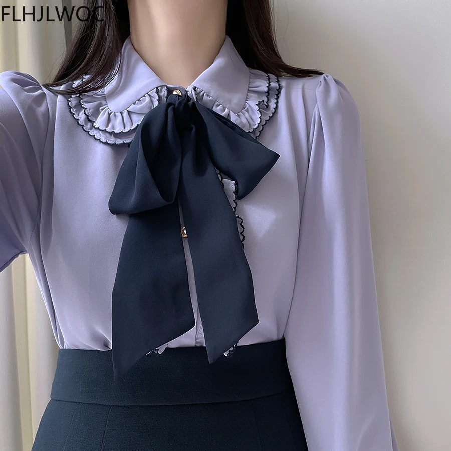 Bow Cute Shirts And Blouses Japanese Sweet Girls Ruffles Tops