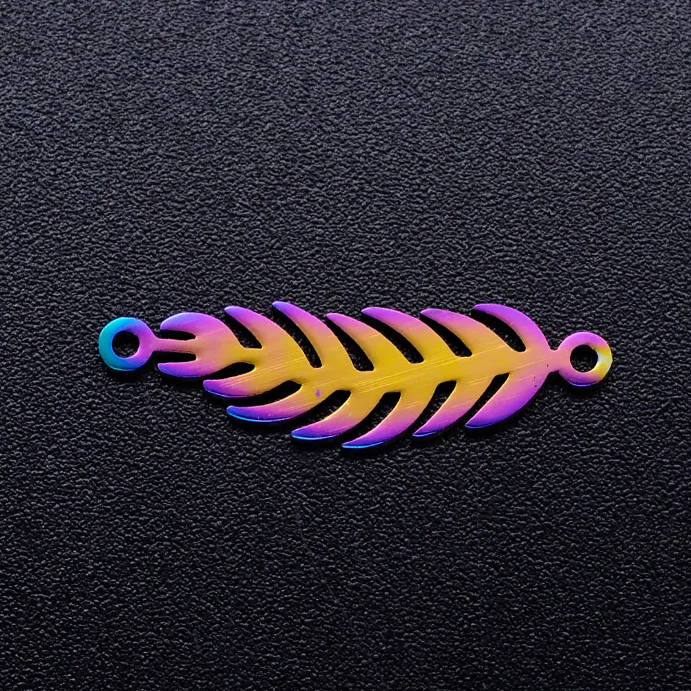 5pcs/lot 100% Stainless Steel Ear Of Wheat diy Connector Charms With Rainbow Plated Wholesale Never Tarnish Connectors | Украшения и