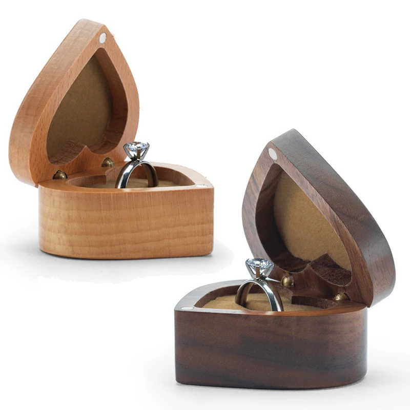 

Proposal Ring Box Wedding Single Solid Wood Jewelry Storage Box Small Retro Portable Carry-on Storage Makeup Jewelry Box