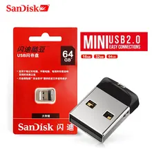 Двойной Флеш-накопитель SanDisk CZ33 USB мини-флеш-накопителей и 8 Гб оперативной памяти, 16 Гб встроенной памяти, 32 ГБ, 64 ГБ, USB 2,0 флэш-накопитель USB флэш-накопитель Поддержка официальный проверки