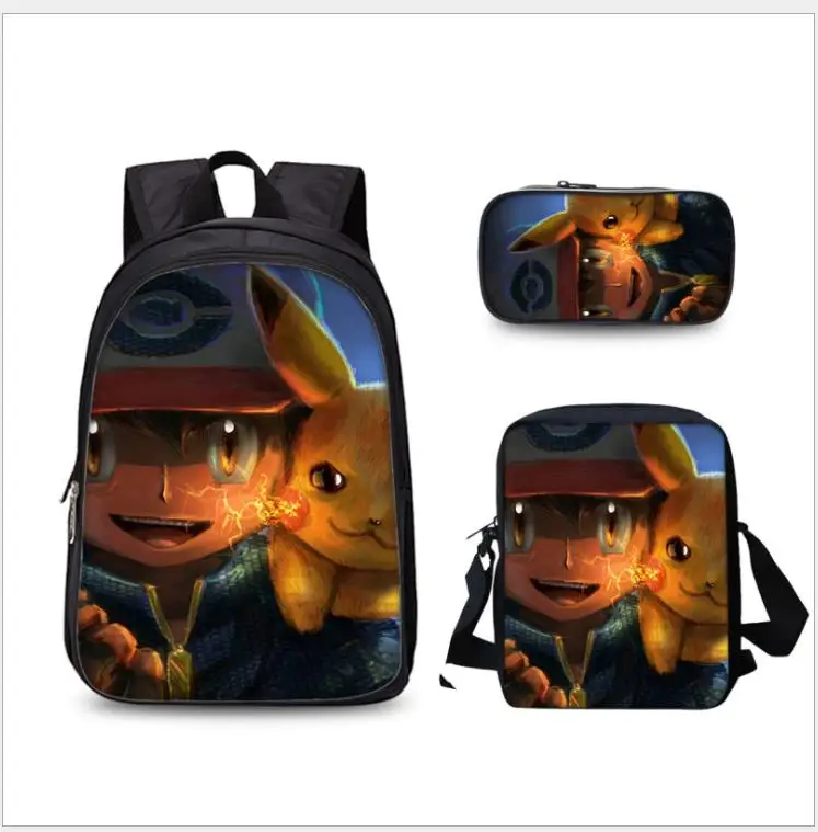 as pictures 3 шт./компл. Pokemon Detective сумки с Пикачу с рисунком аниме школьные ранцы для мальчиков и девочек Подарки два Слои рюкзак для детей Mochilas - Цвет: as pictures