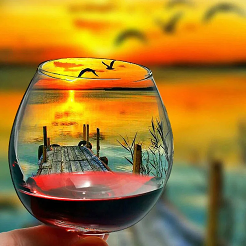 

Diy 5d Diamond Painting Bridge Cup Bottle Landscape Full Round Square Embroidery Sunset Handmade Rhinestone Modern Home Decor C7