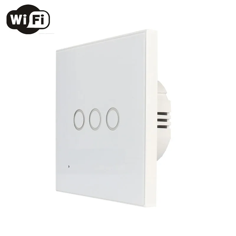 ЕС 3 банды настенный Wifi выключатель света стеклянная панель сенсорный светодиодный выключатель света для умного дома беспроводной пульт дистанционного управления