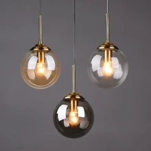 

Nordic restaurant lamp round glass ball clothing store cafe bar simple modern single head bedroom bedside chandelier