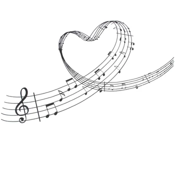 

Music Love Heart Notes Wall Art Sticker 83cm (w) x 56cm (h) black
