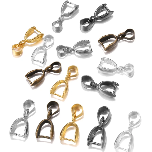 50pcs Stainless Steel Gold Color 4-sizes Pendant Pinch Bail Clasps Necklace  Hooks Clips Connector DIY Jewelry Making Findings - AliExpress