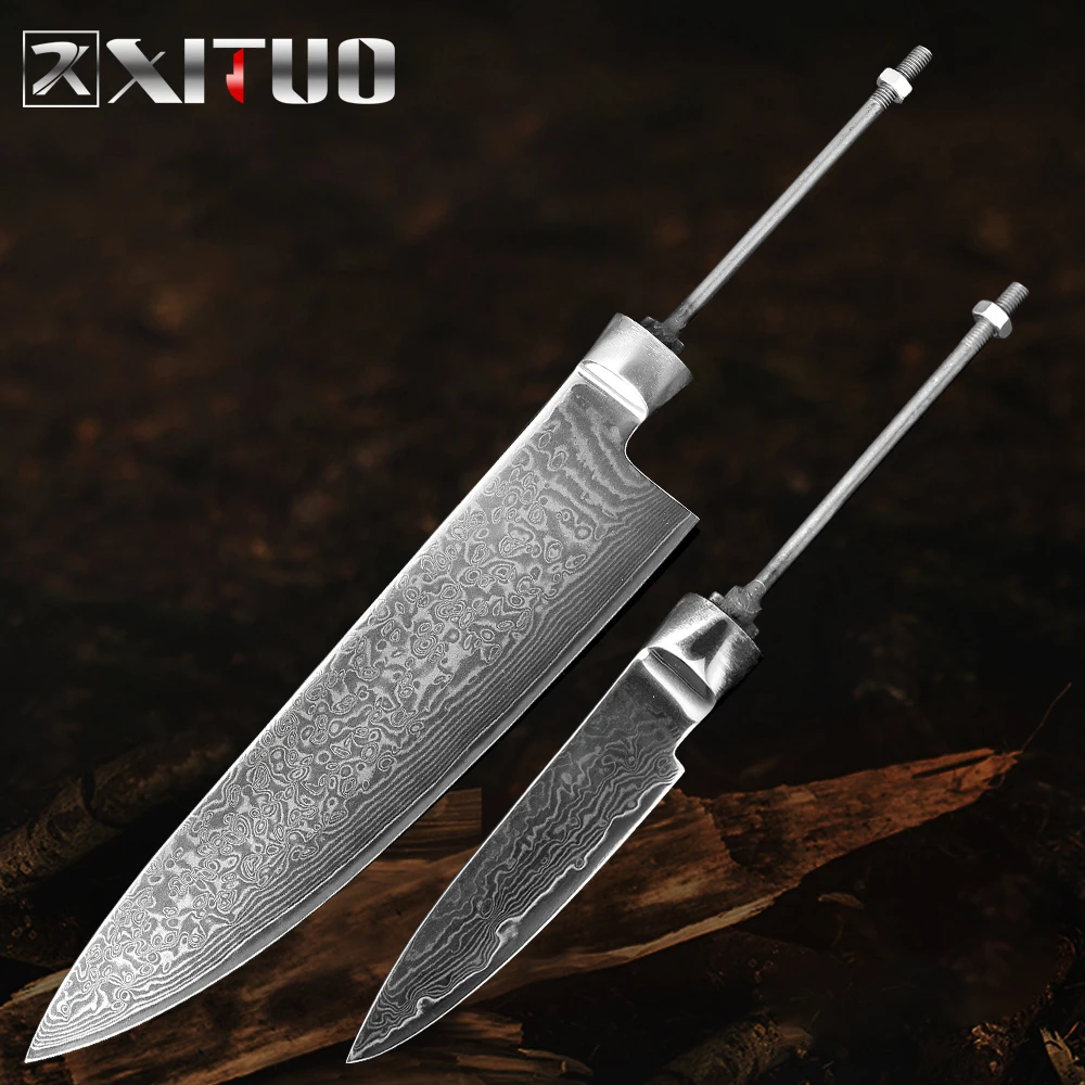 XITUO Chef Knife Damascus Steel Blade Vg10 Handmade Material Semi-finished Blank DIY Homemade Handle Kitchen Cooking Tool | Дом и сад