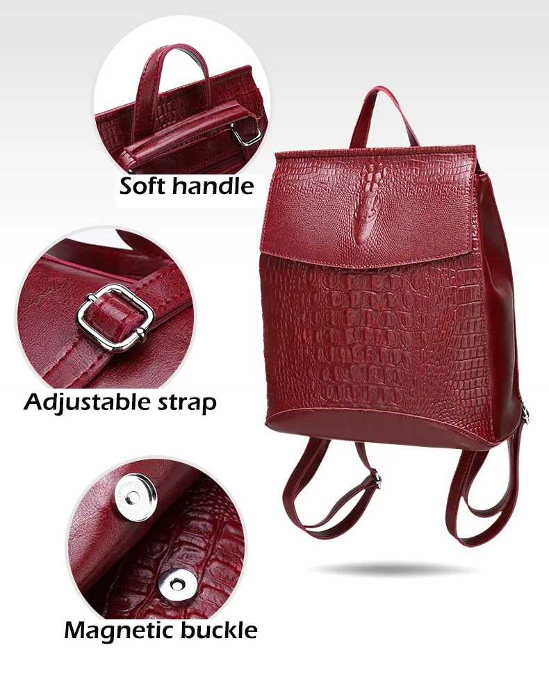 Crocodile leather luxury Designer backpack Bag Women anti theft Rucksack Female Famous Brand Small Vintage Shoulder Bags Travel Back Pack (10)