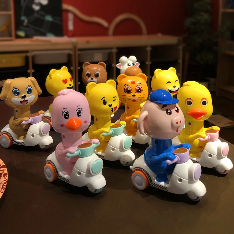 

Super Children Press Pig Yellow Duck Motorcycle Boys and Girls 3-6 Years Old Baby Toys Non-Pull Back Car Inertia Scooter