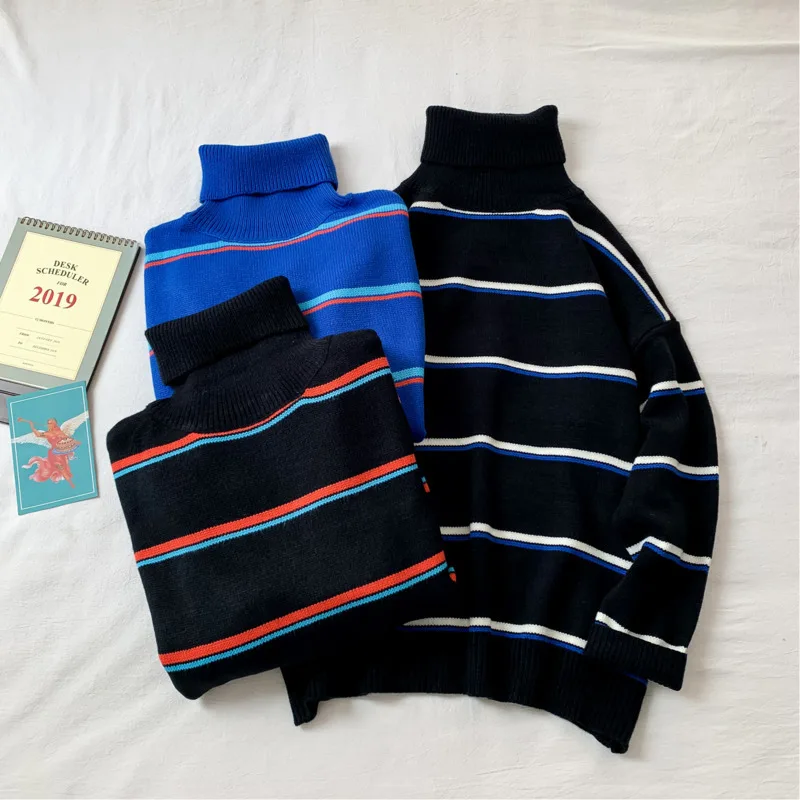Winter New Fur Collar Sweater Men Warm Fashion Contrast Color Casual Knit Sweter Man Loose Long-sleeved Pullover Men Clothes Winter New Fur Collar Sweater Men Warm Fashion Contrast Color Casual Knit Sweter Man Loose Long-sleeved Pullover Men Clothes