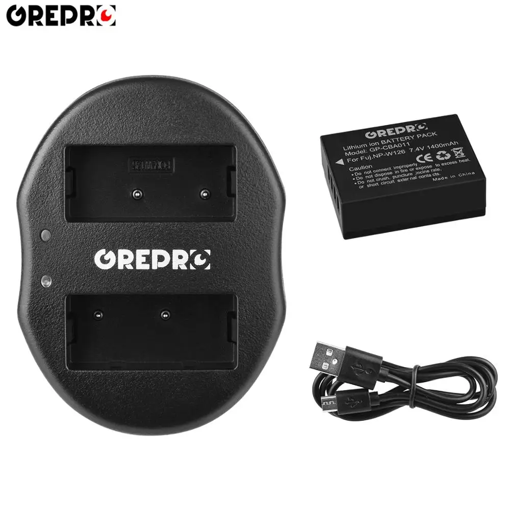 1B with charger GREPRO NP-W126 NP W126 Перезаряжаемые Батарея+ USB Dual Зарядное устройство для цифровой фотокамеры Fuji XA1 XE1 X-E2 HS50 HS35 HS33 HS30EXR X-Pro1 XM1 X-T10 - Цвет: 1B with charger
