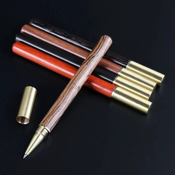 

Wood Brass Ballpoint Pen 0.5mm Black Ink Roller Ball Pens Signature Fine Writing Tool Stationery Student Gift