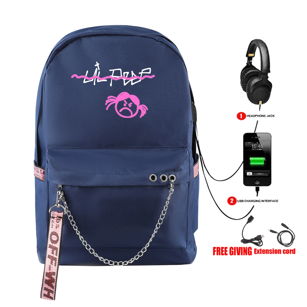 Вместительный рюкзак унисекс Rap Lil Peep школьный ранец с Usb-зарядкой дорожная сумка