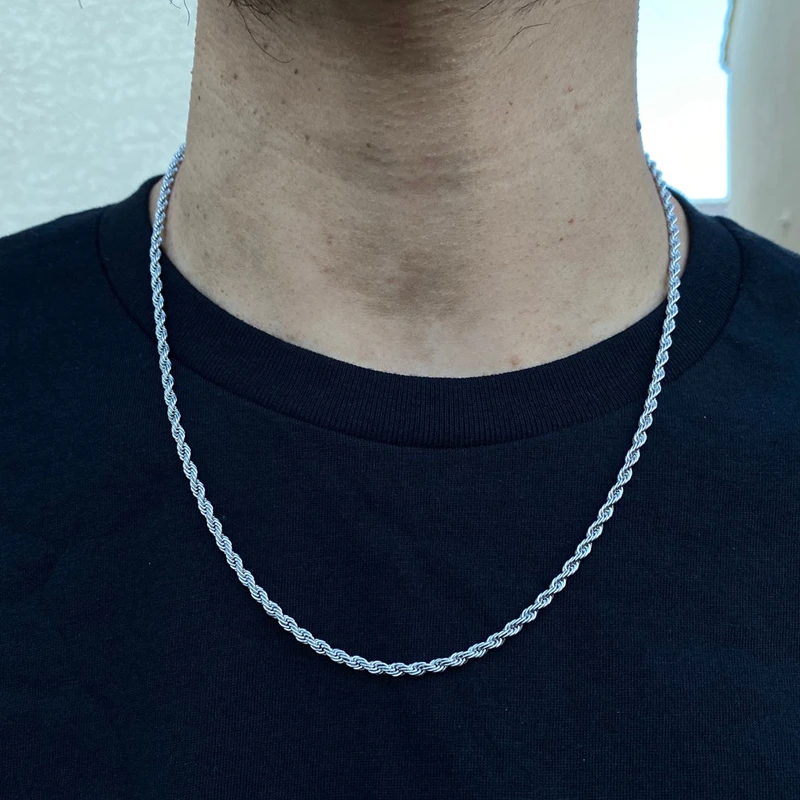 Stainless Steel Necklace Fashion Rope Chain Necklace Men 3mm Width Stainless Steel Chain Necklace For Men Jewelry Gift