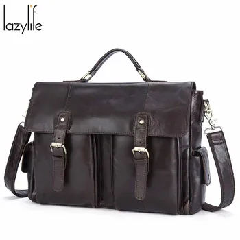 

LAZYLIFE business men laptop briefcases bag men's genuine leather bag for male briefcases document bags men leather