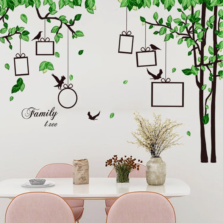 Grünes Blatt Foto Baum Wandaufkleber Wohnzimmer Sofa Hintergrund Dekoration Wandbild Eingang selbstklebend für Home Decor Aufkleber – Detail 6