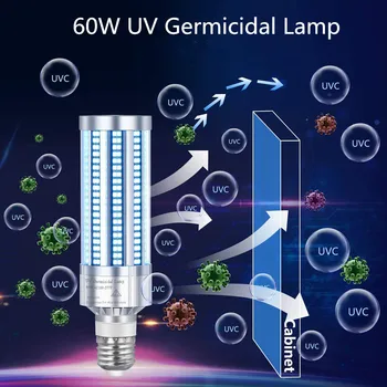 

E27 60W Ultraviolet Lamp UVC Germicidal Lamp Ozone Free 110V 220V UV Sanitizer Corn Light For Home Hospital Hotel kill Mites