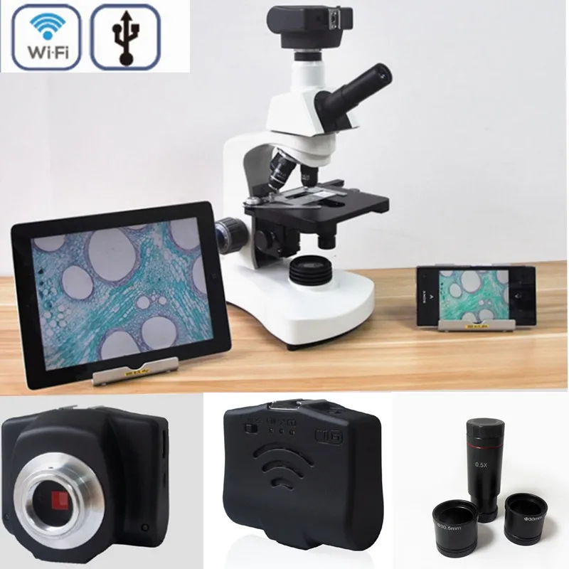 5.0MP HD WIFI Microscope Electronic Digital Eyepiece Camera Video CMOS Eyepiece Camera with C-Mount Adapter for Image Capture