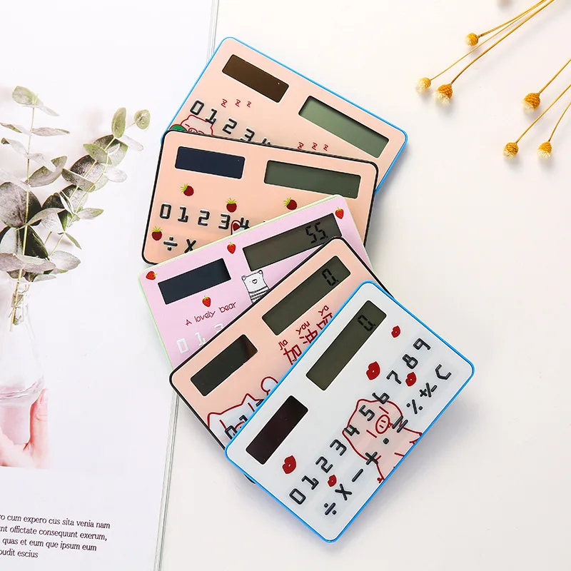 Mini Thin Card Solar Energy Cute Student Financial Calculator Creative Portable Computer 1