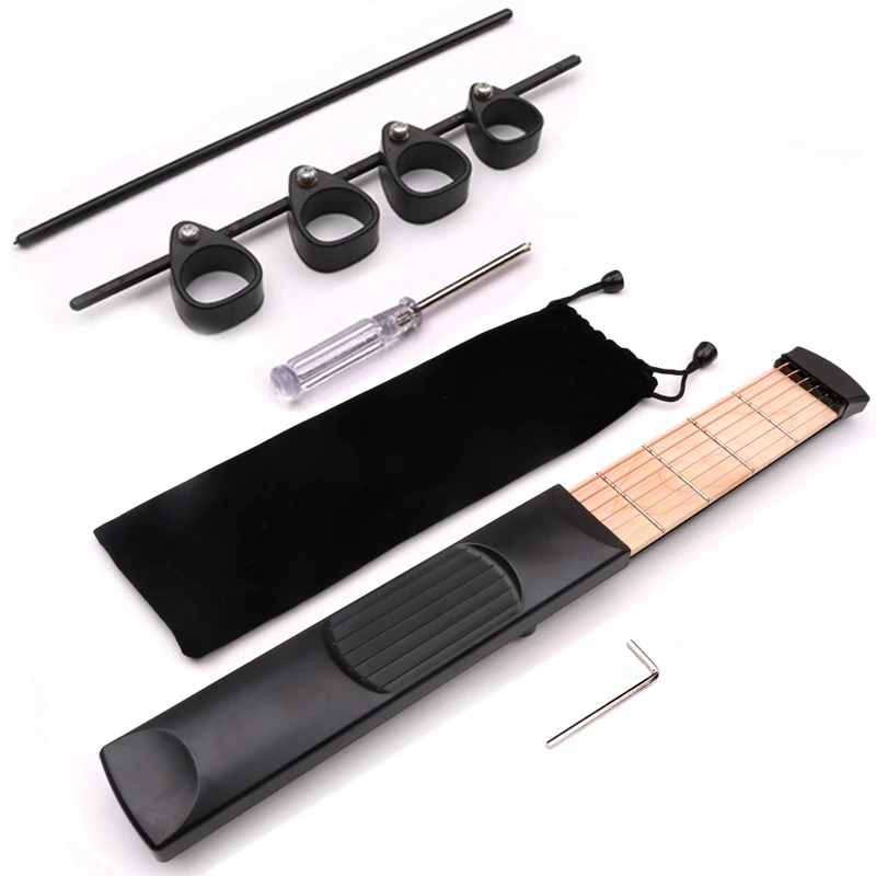 PortablePocketGuitar6StringsModelWoodenandFingerSpanTrainer