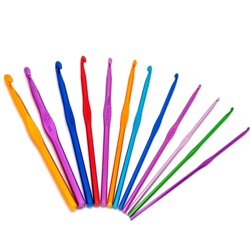 

2.5mm-10mm Random Color Aluminum Crochet Hooks Set Knitting Needles For DIY Handle Craft Weaving Home Supplies 15cm long 1 Set