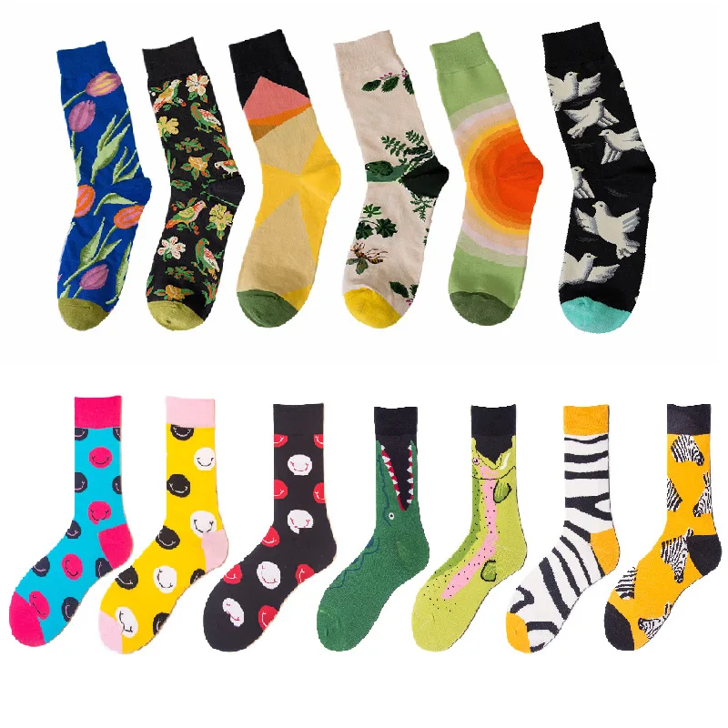 

Happy Funny Socks Personality Men&Women Cotton Socks Harajuku Ukraine Elephant Bird Animal Print Fruit Pizza Banana Lemon Cherry
