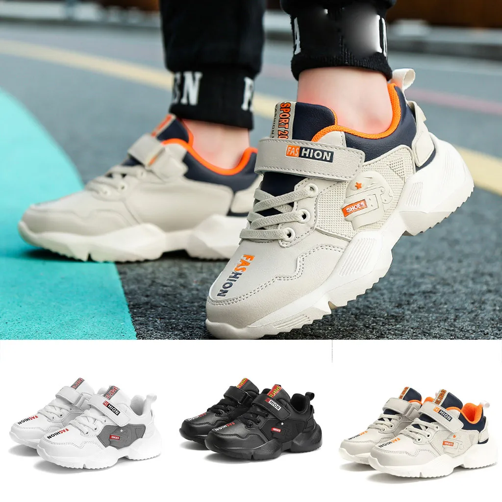 Waterproof Fashionable Children's Shoes Sneakers Mesh Lace Up Baby Boy Big Children's Casual Shoes Outdoor Sports Shoes Sneakers