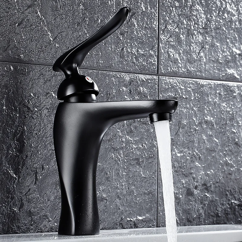 

Bathroom Basin Faucets Hot Cold Mixer Tap Deck Mount Waterf bath washing faucet matte black blacked Polished faucet brass