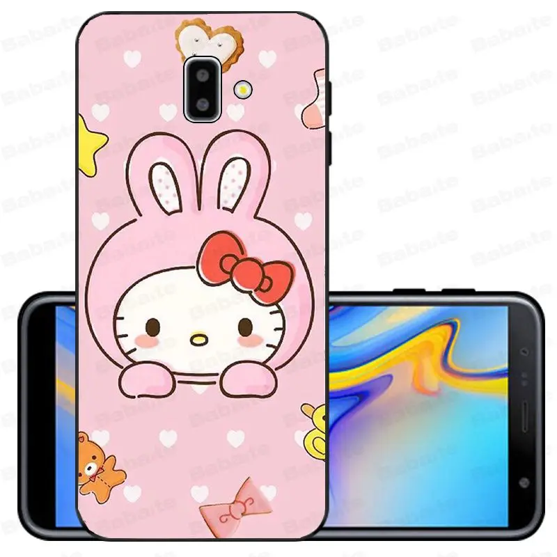 Чехол для galaxy j6 hello kitty Мягкий силиконовый черный чехол для телефона samsung galaxy j6 plus A6 A8 A9 A10 A30 A50 мобильные телефоны