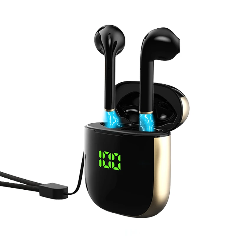 gold TWS Bluetooth 5,0, беспроводные наушники, стерео, спортивные, водонепроницаемые, гарнитура с дисплеем батареи, зарядная коробка для iPhone, samsung - Цвет: gold