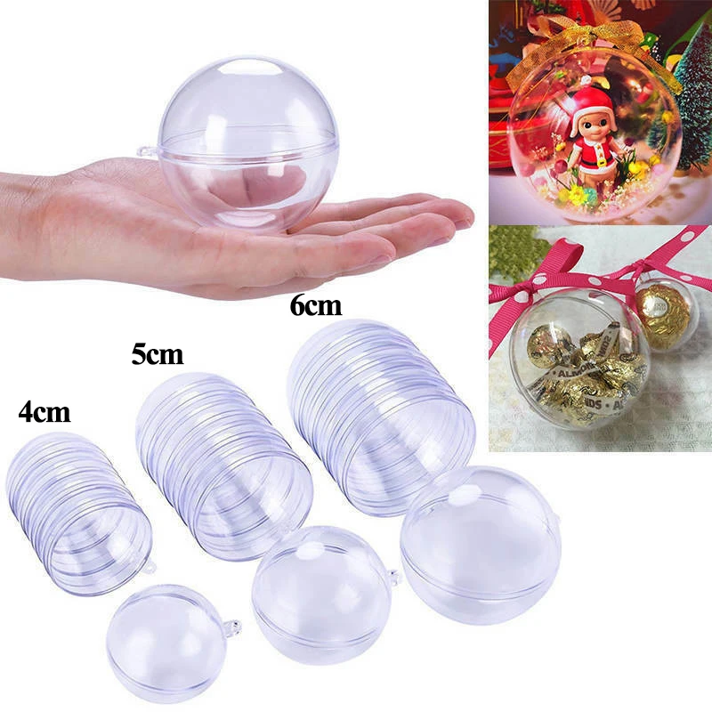 

15pcs/lot Transparent Plastic Ball Can Be Filled Christmas Ornaments Decoration Open Plastic Clear Bauble Ball