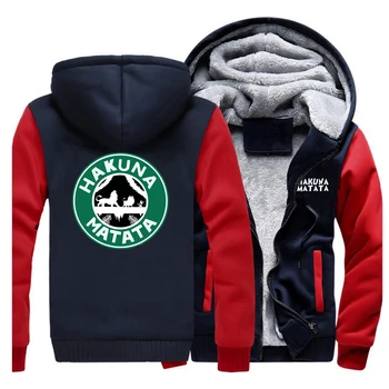 

Keep Warm Winter 2020 Mens Hoodies Hakuna Matata Funny Print Sweatshirt Fashion Casual Fleece Thicken Fashion Hooded Homme