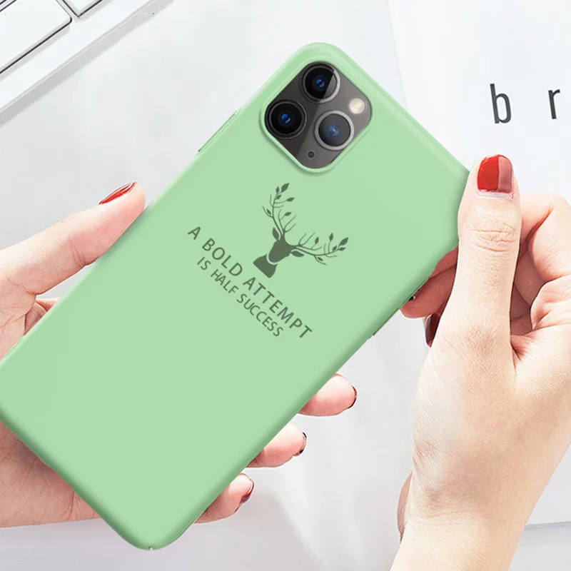 Для iPhone 11 чехол Pro Max Liquid PC жесткий для кожи с головой лося ультра тонкий